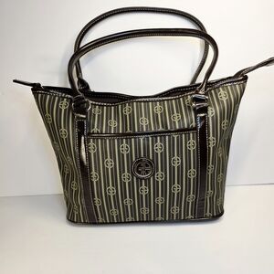 NEW Giani Bernini Signature Striped Brown/Taupe Shoulder Bag Style # 8558RP NWT